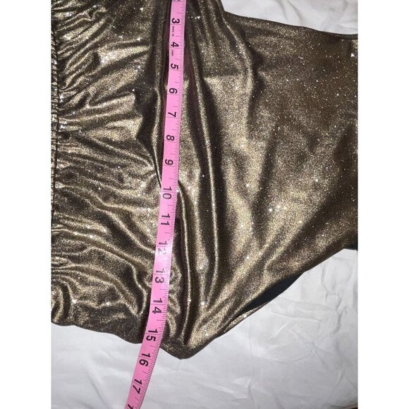 Alice + Olivia Estelle Gold Shimmer Sequin Dress Medium - Picture 7 of 10